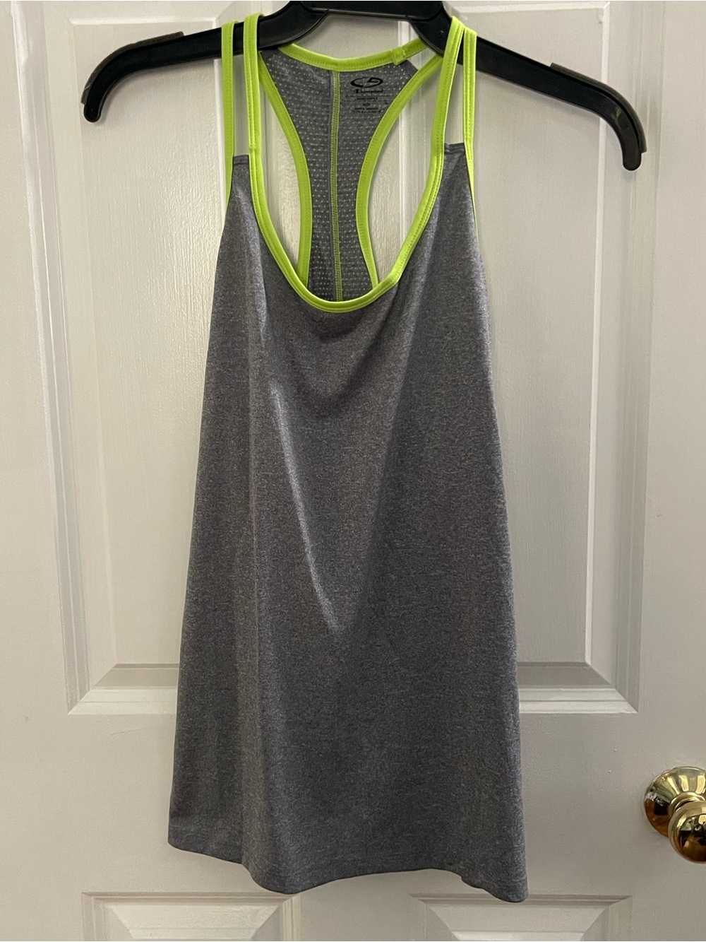 Champion Gray Tank Top with Neon Lime Green Trim